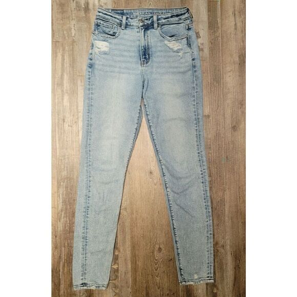 American Eagle Jeans Women's Size 2 X- Long Skinny Next Level Stretch Distressed - Picture 2 of 9